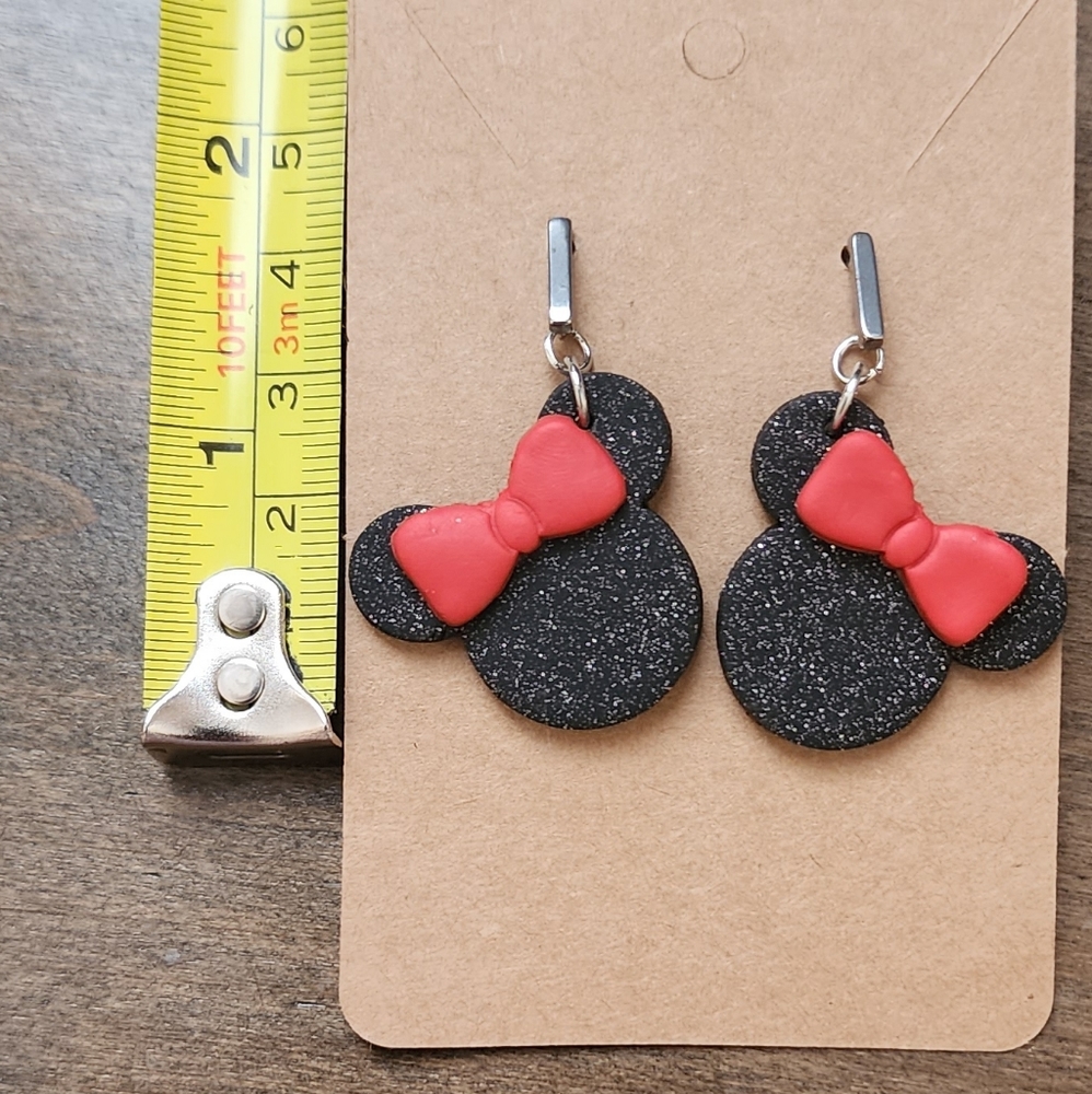 Mouse Clay Post Dangle Earrings - Picture 3 of 4
